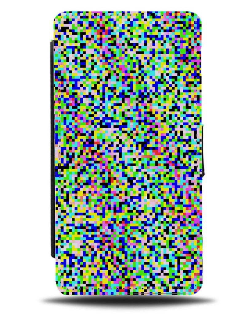 Colourful Pixels Flip Wallet Case Pixelated Pixel Noise TV Static Retro DF42