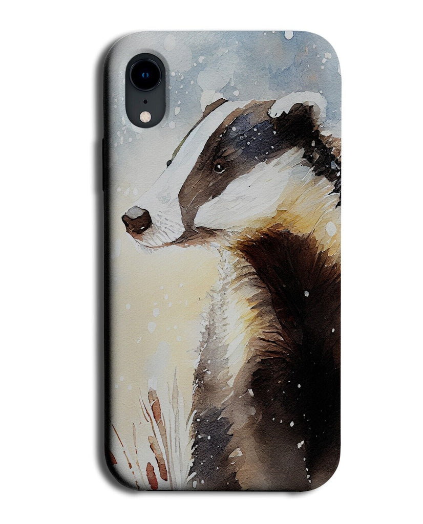 Badger In The Snow Oil Painting Phone Case Cover Badgers Animal Novelty DC59