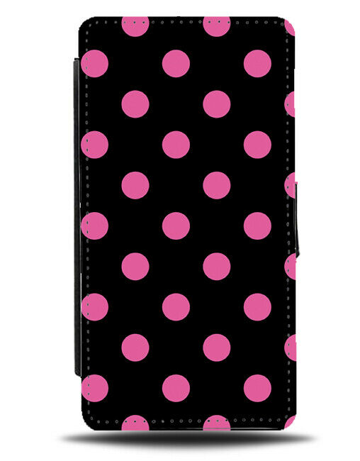 Black and Hot Pink Polka Dot Flip Cover Wallet Phone Case Spots Dots Grunge i542