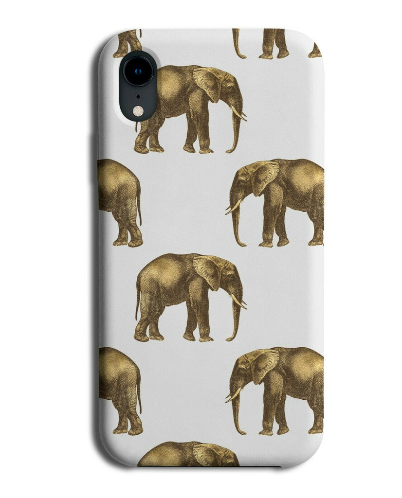 Golden Elephant Pattern Phone Case Cover Gold Bronze Bronzed Elephants F656