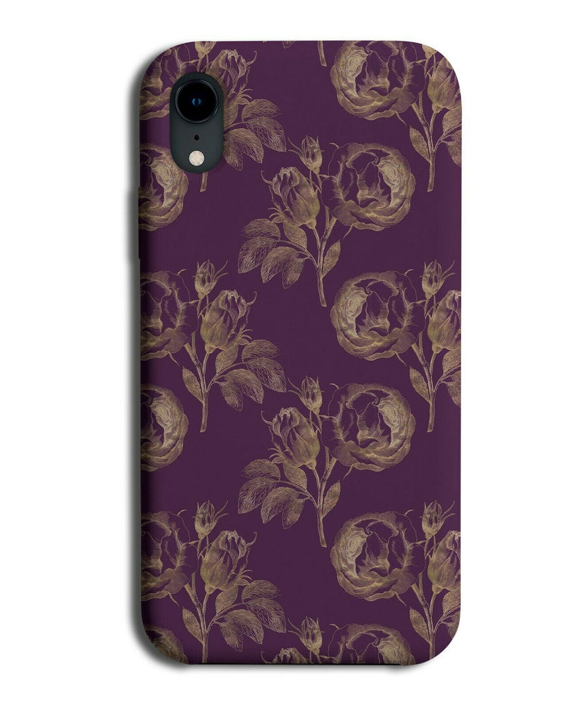 Golden Floral Phone Case Cover Purple Print Coloured Flowers Stencilling G223