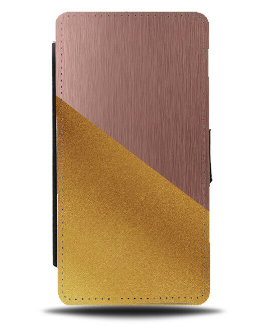 Rose Gold and Gold Flip Cover Wallet Phone Case Design Diagonal Golden i387