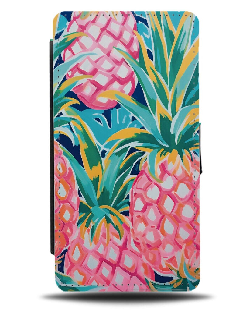 Pink Pineapple Oil Painting Flip Wallet Case Pineapples Tropical Fruit CS45