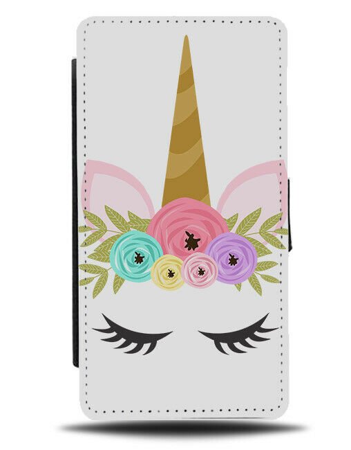 Unicorn Eyeliner Flip Wallet Case Lashes Eyelashes Unicorns Floral Fashion F744