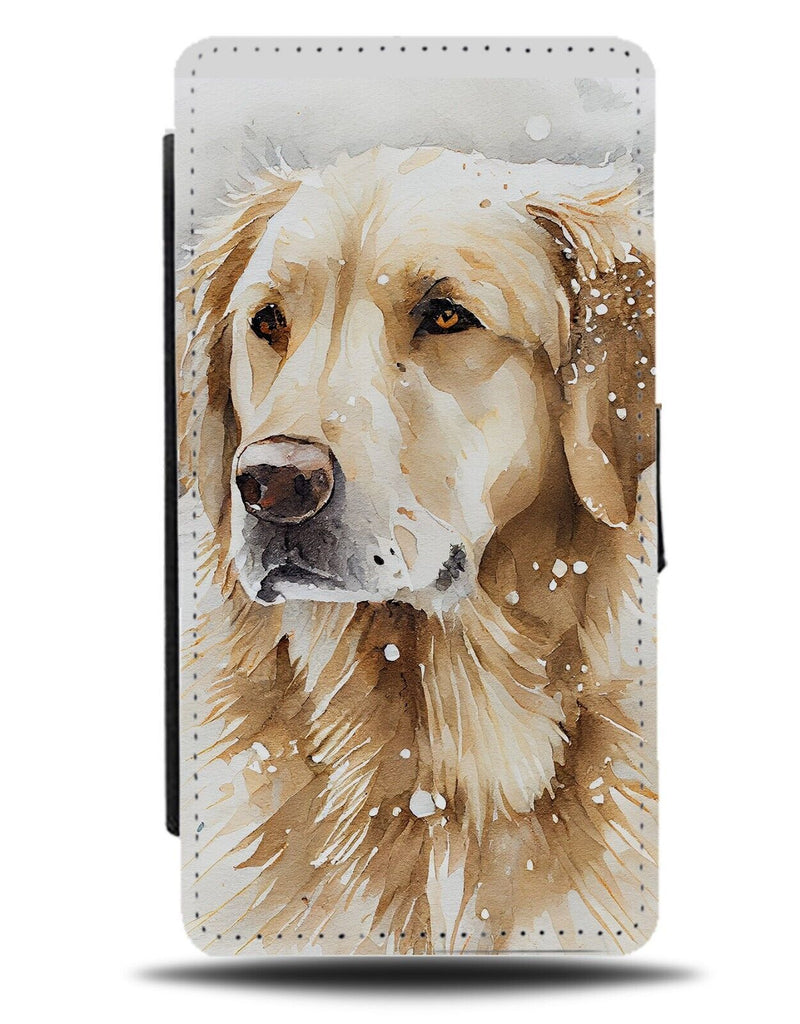Golden Retriever In Snow Flip Wallet Case Snowing Snowy Retrievers Gold BA98