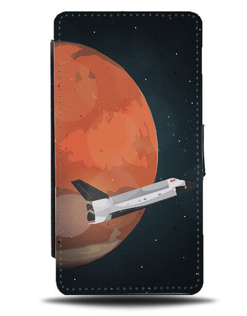 Rocket Going Round Mars Planet Flip Wallet Case Planets Space Launch Ship K105