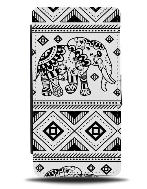 Indian Tribal Elephant Stitching Print Pattern Flip Wallet Case Vintage E566