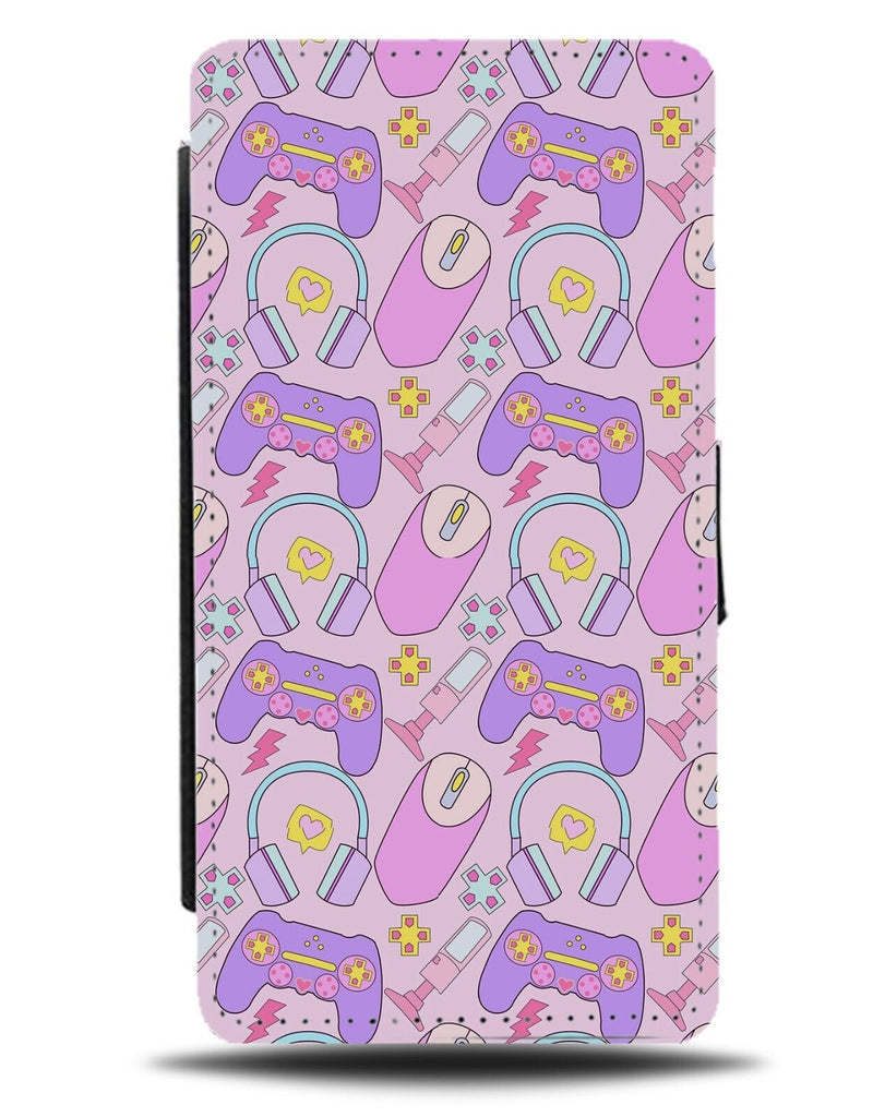 Girls Videos Symbols Flip Wallet Case Retro Video Games Gamer Girl Womans AP97