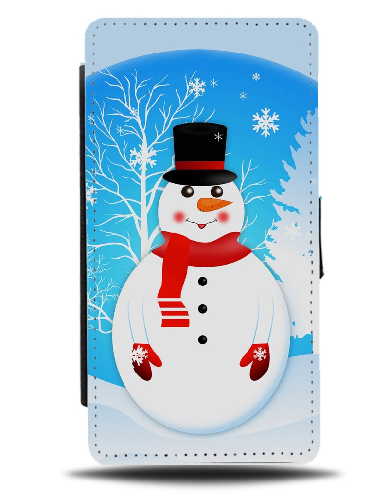 Cartoon Snowman Picture Flip Wallet Case Christmas Snowmen Snow Man White DF81