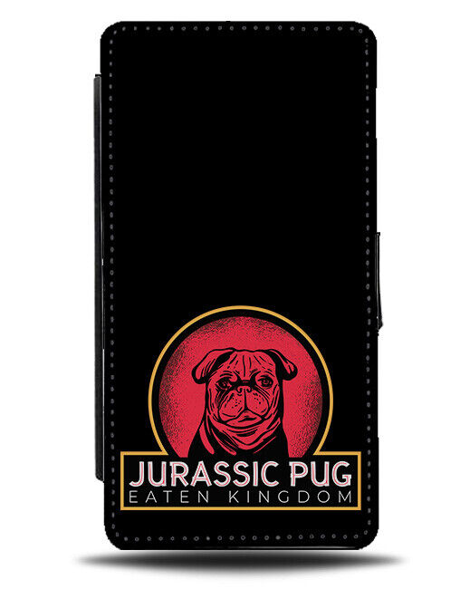 Jurassic Pug Flip Wallet Case Funny Dinosaur Theme Pugs Cartoon Symbol E693