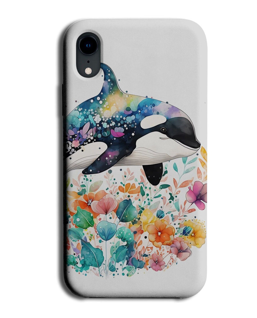 Flowery Killer Whale Phone Case Cover Orca Orcas Girly Girls Whales Black AX57
