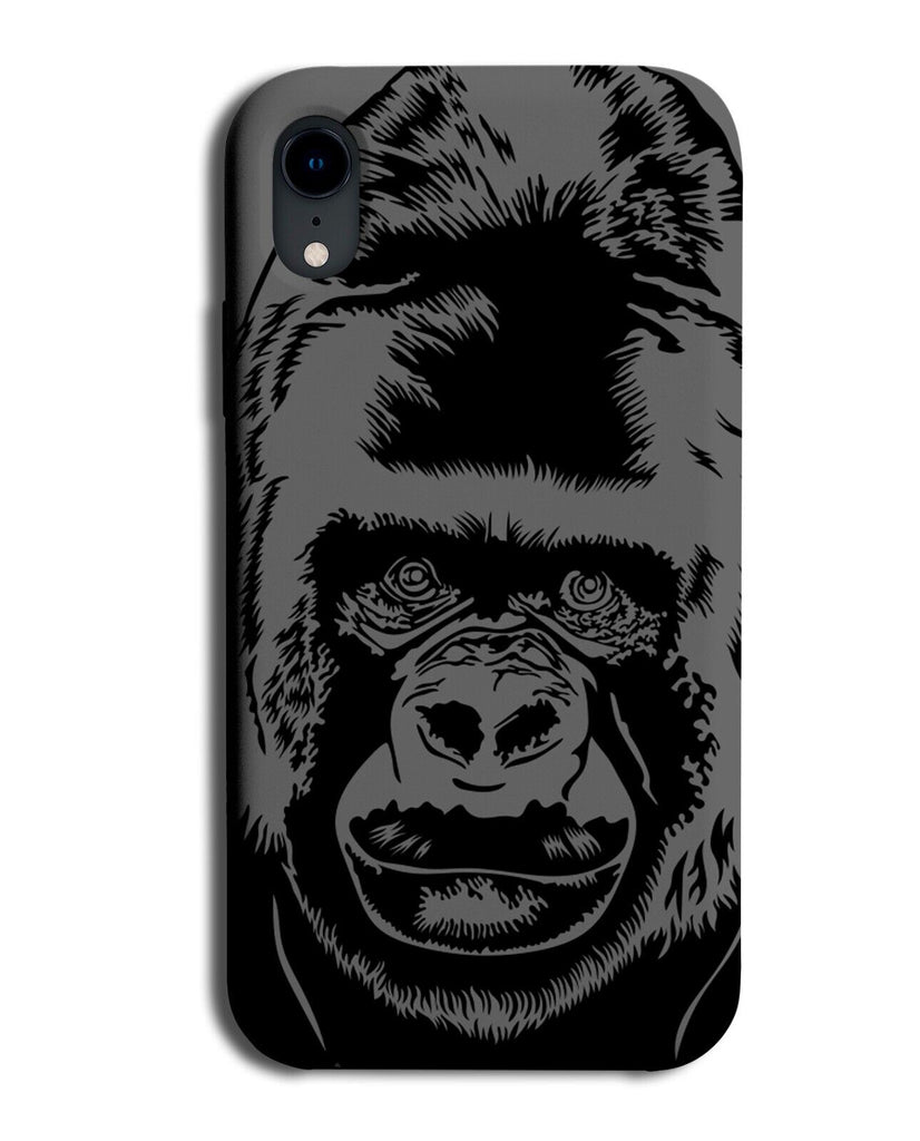 Dark Grey Gorilla Face Phone Case Cover Gorillas Ape Silver Back Artwork AA97
