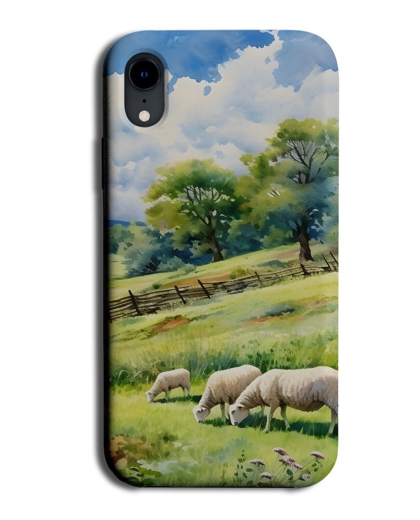 Sheep In a Meadow Oil Painting Print Phone Case Cover Meadows Green Grass DB23
