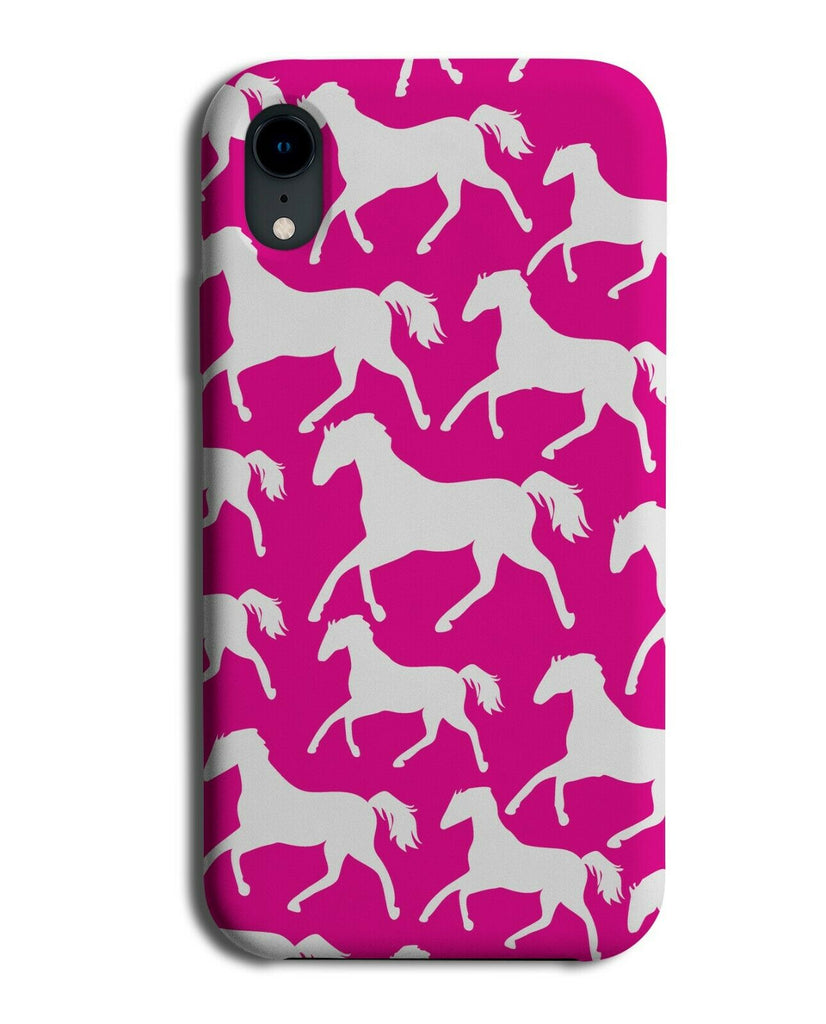 Hot Pink and White Horse Silhouettes Phone Case Cover Horses Shape Girl G324