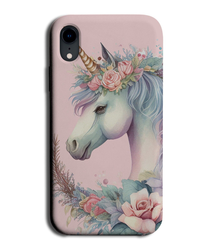 Girly Majestic Unicorn Phone Case Cover Unicorns Head Pastel Pink Flowers Be80