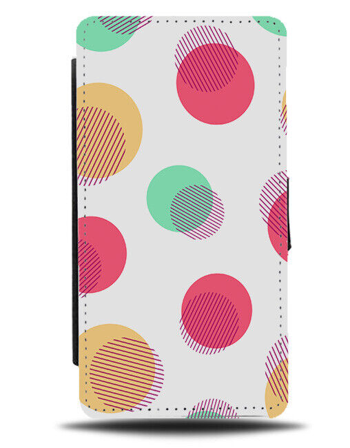 90s Abstract Circles and Lines Design Flip Wallet Case Colourful Retro N004