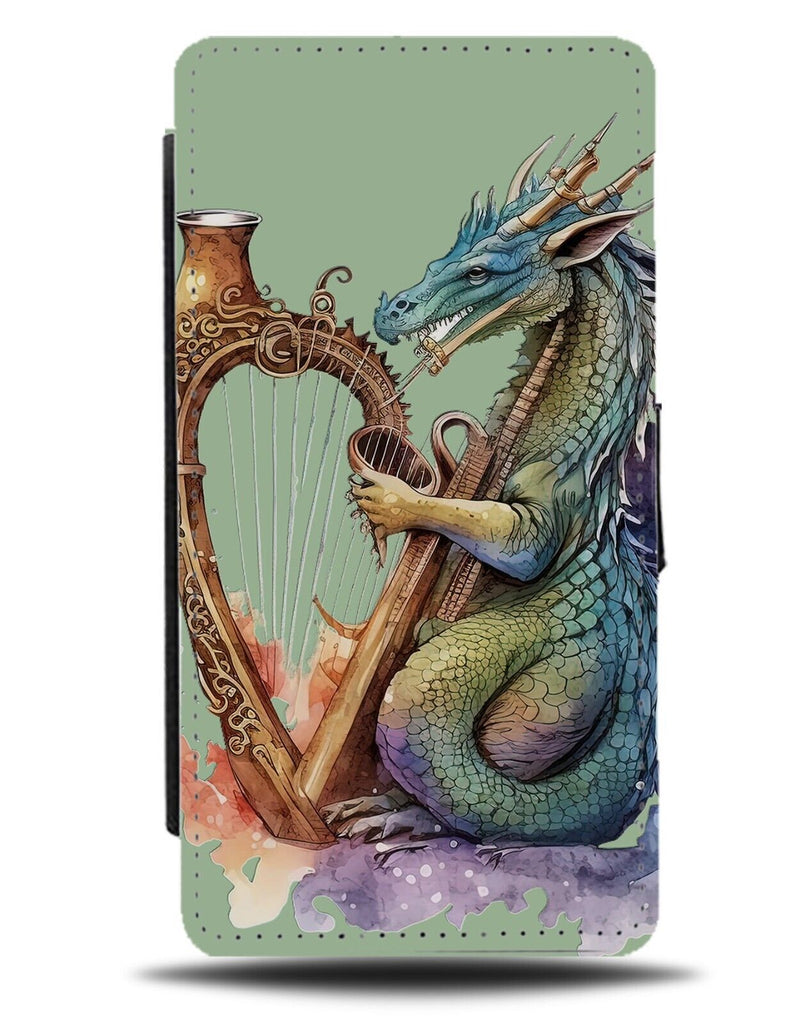 Dragon Playing The Harp Flip Wallet Case Music Violin Harps Magical Magic BD56