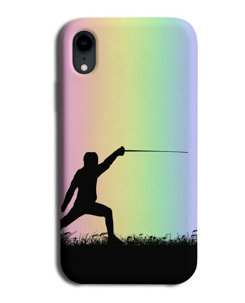 Fencing Phone Case Cover Fencer Sport Gift Colourful Rainbow i651