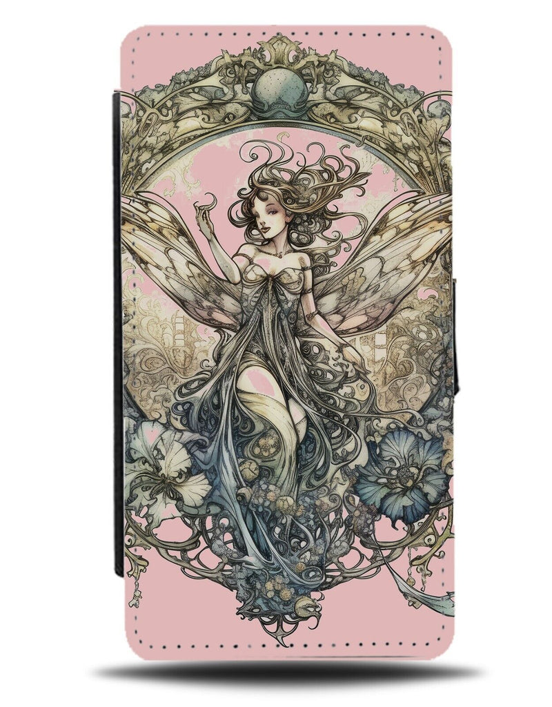 Gothic Floral Fairy Flip Wallet Case Pink Goth Grunge Fairies Fairys Garden BD91