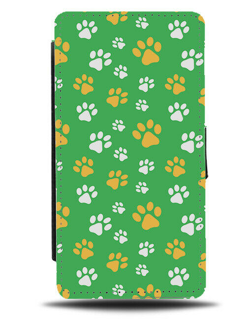 Green & Orange Paw Prints Flip Wallet Case Shapes Pet Animal Cats Dogs G803