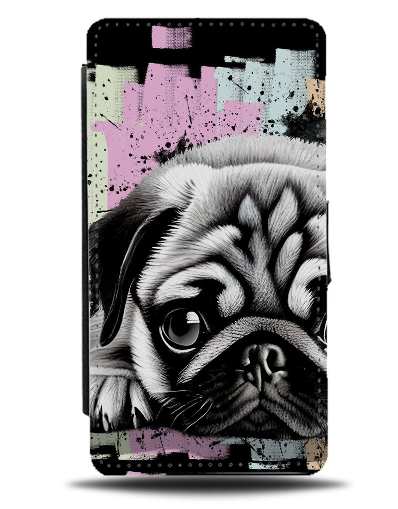 Sad Pug Flip Wallet Case Lazy Pugs Dog Dogs Artwork Print Funny Chilling CX56