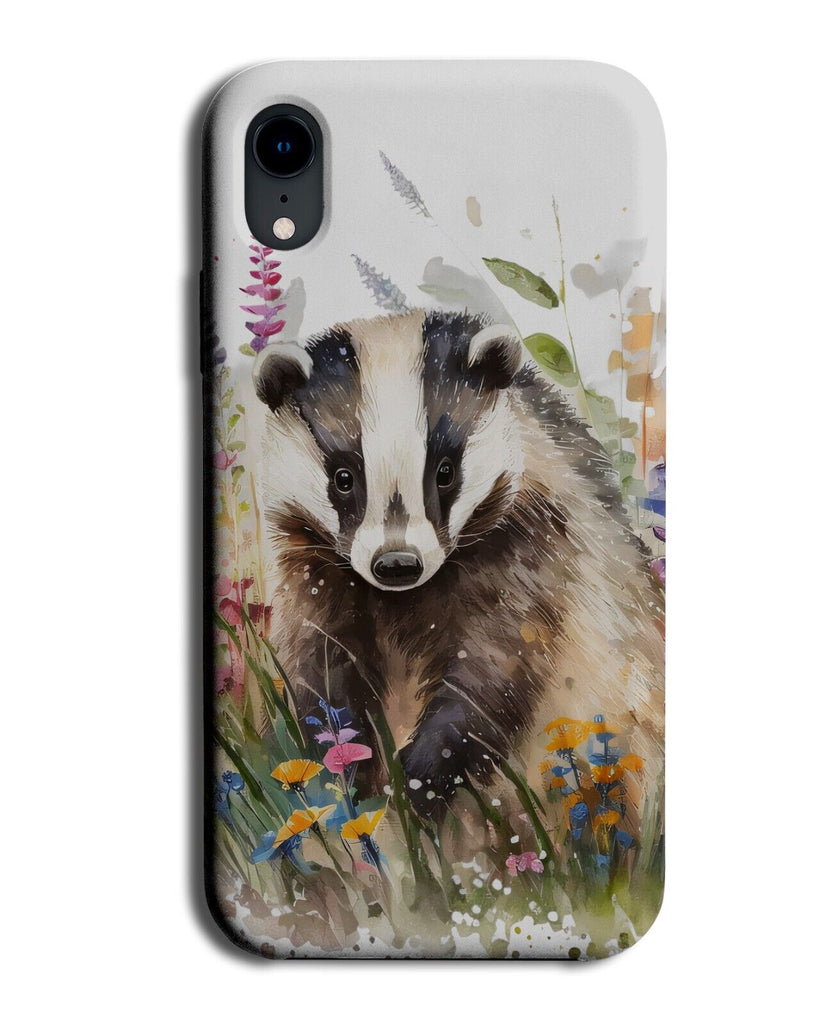 Badger In A Meadow Design Phone Case Cover Picture Photo Badgers Vintage CY92