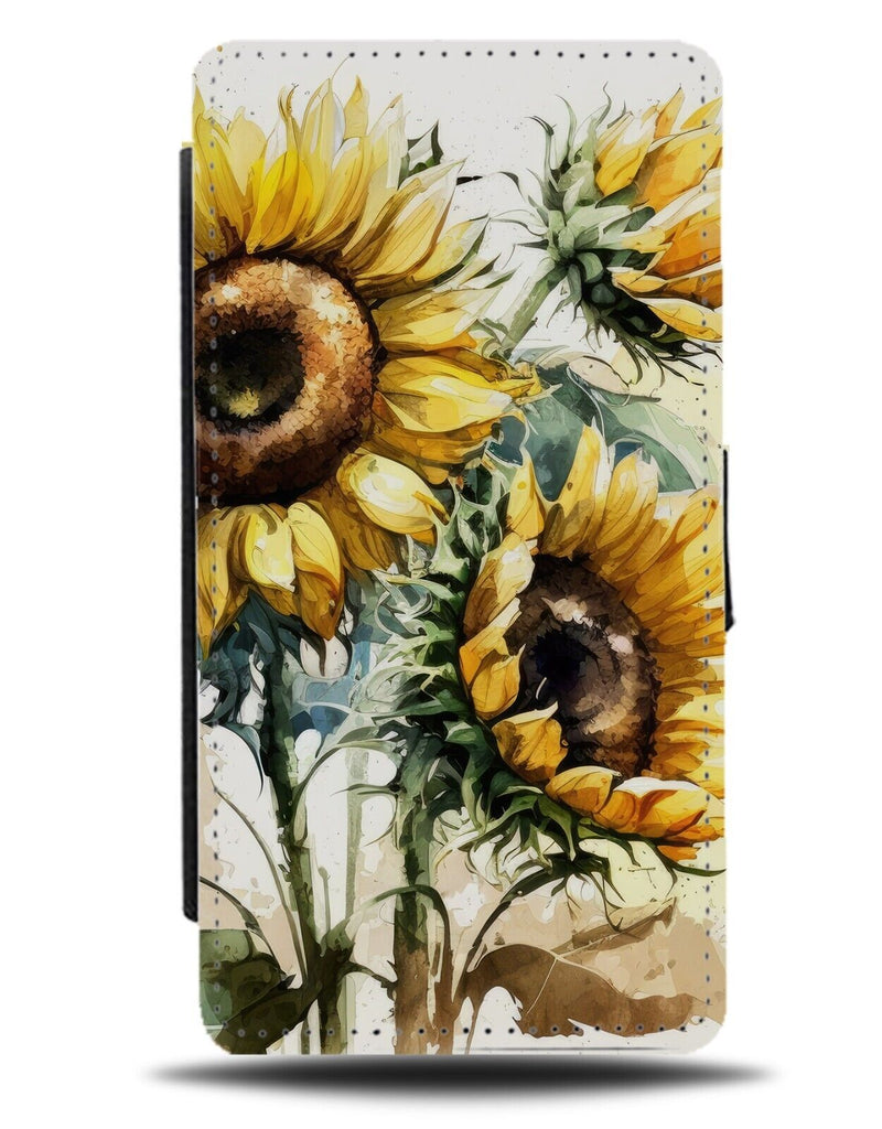 Sunflower Oil Painting Flip Wallet Case Sunflowers Flowers Summer Artstic BD19