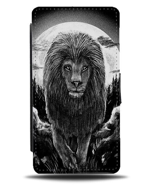 Lion Stencil In Moonlight Design Flip Wallet Case Lions Leo Mane Animal N530