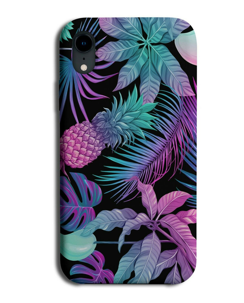 Nighttime Jungle Flowers Phone Case Cover Pineapple Neon Tropical Colours G313