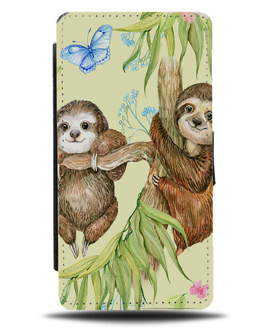 Sloth Duo Flip Wallet Case Sloths Twins Couple Twinning Chilax Relaxing G302
