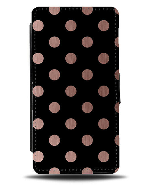 Black With Rose Gold Polka Dot Flip Cover Wallet Phone Case Spot Spots Dots i538