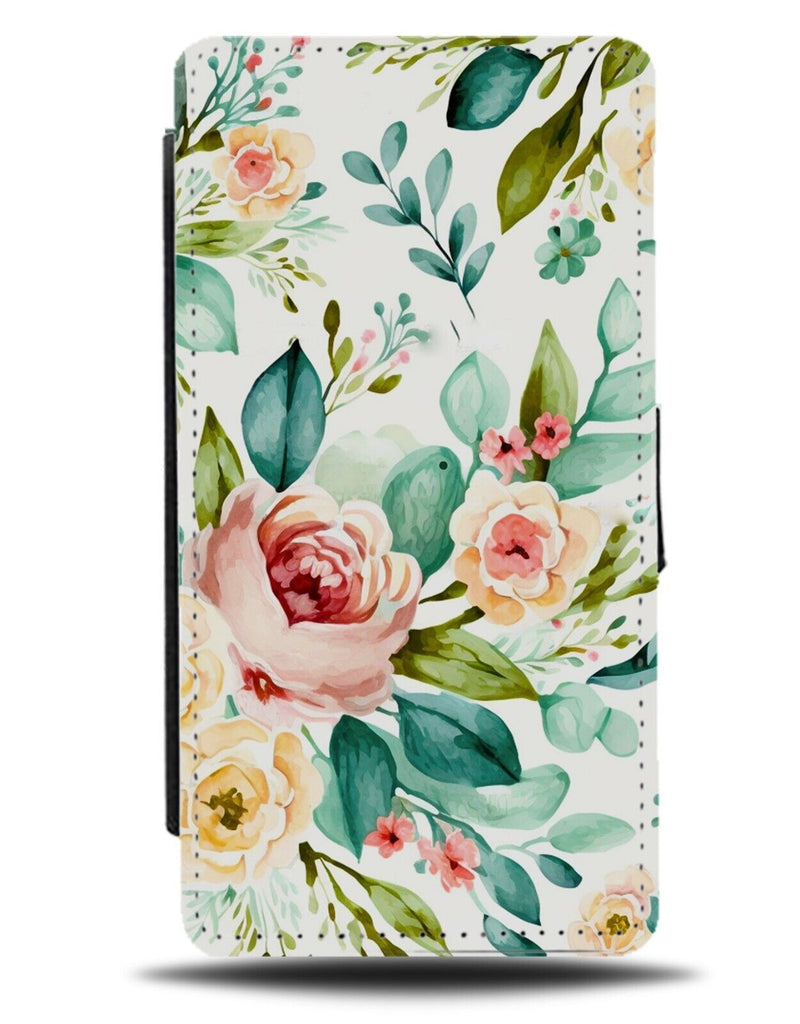 Watercolour Flowers Flip Wallet Case Flower Nature Floral Vintage Style BB13