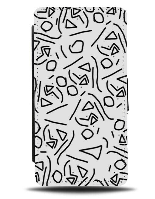 90s Handdrawn Marks Flip Cover Wallet Phone Case Hand Drawn Squiggles 80s B584