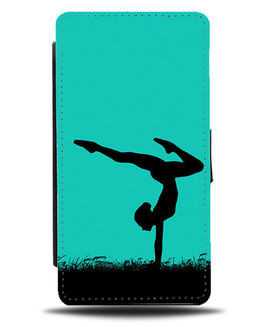 Gymnastics Flip Cover Wallet Phone Case Gymnast Girls Women Turquoise Green i781