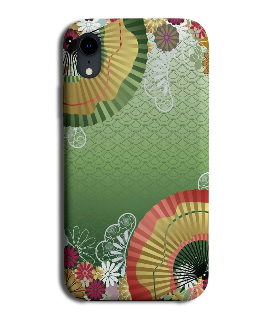 Asian Themed Phone Case Cover Asia Chinese Japanese Japan China Green Fan E605