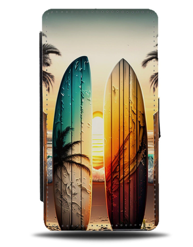 Surfboard Sunset On Beach Flip Wallet Case Surf Board Boards Sunrise Dude BB45