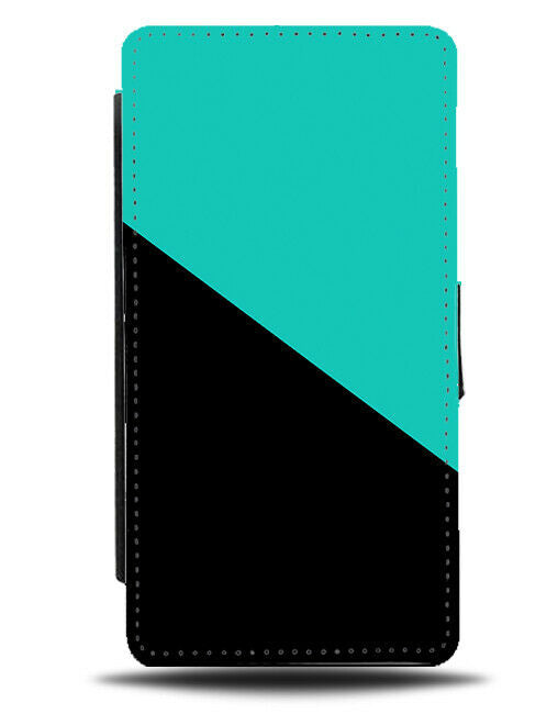 Turquoise Green & Black Flip Cover Wallet Phone Case Shades Bright Colour i370