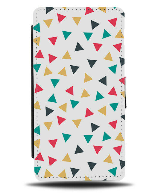 Colourful Falling Confetti Shapes Flip Wallet Case Triangles Multicoloured H421