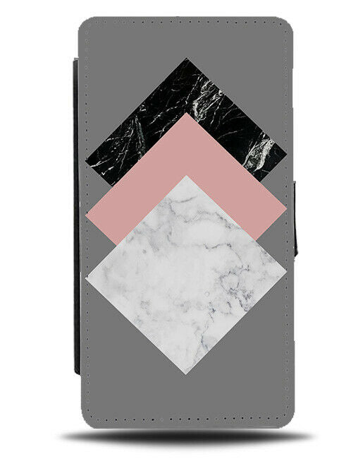 White Pink Black Marble Shapes Print Flip Cover Wallet Phone Case Diamonds A575