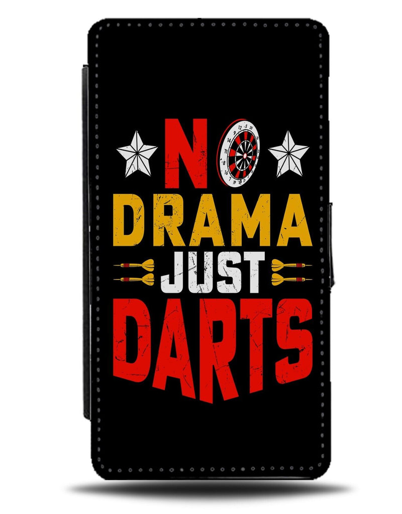 No Drama Just Darts Flip Wallet Case Dart Quote Saying Wording Gift Funny AX52