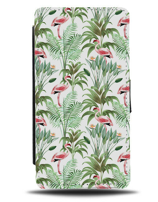 Tropical Flamingo Flip Wallet Case Exotic Flamingos Palm Tree Holiday E742