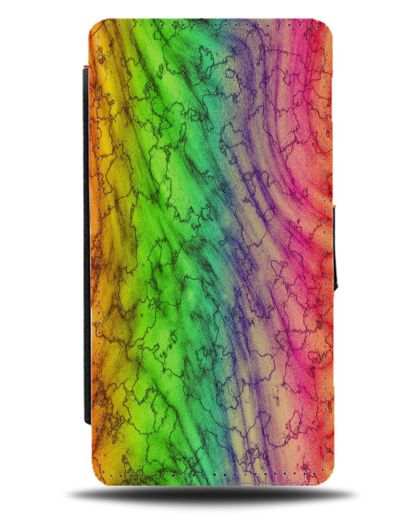 Colourful Marble Flip Wallet Case Marbel Multicoloured Rainbow Style Look BF04