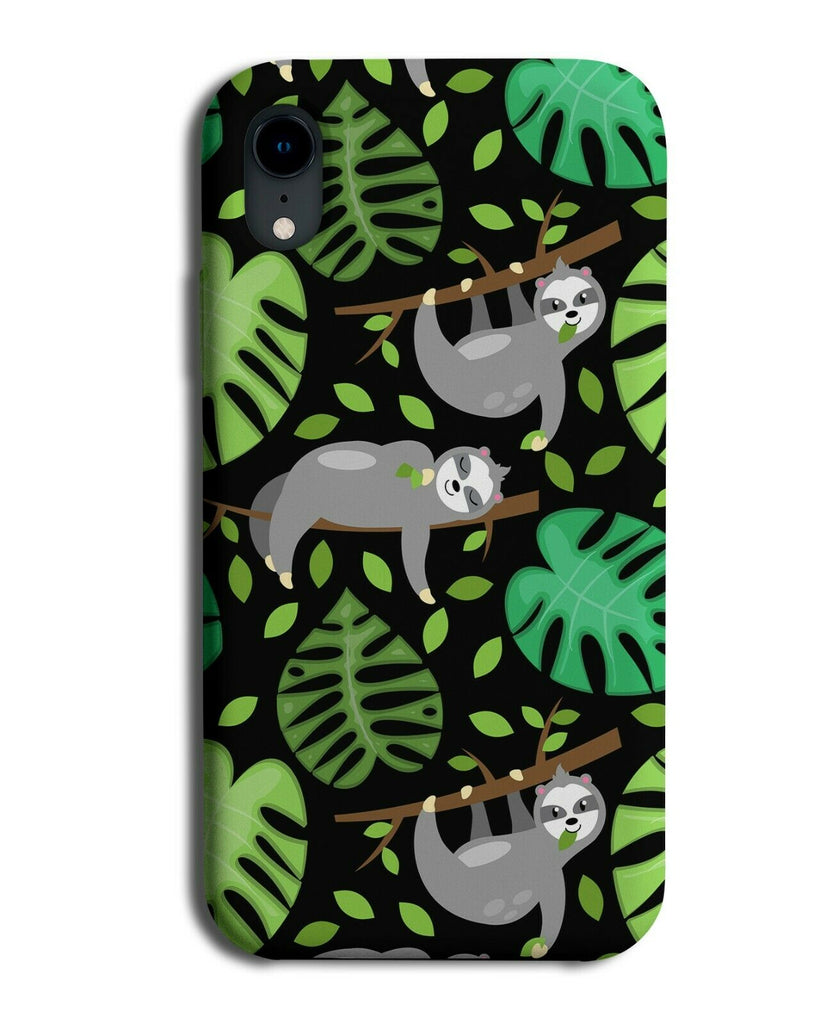 Chilling Sloths Phone Case Cover Palm Tree Leaves Cartoon Leaf Shapes G128