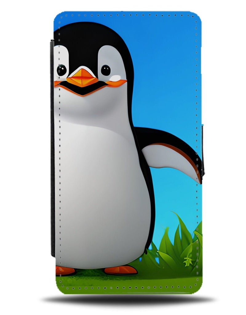 Funny Animated Waddling Penguin Flip Wallet Case Penguins Walking Cute CB86