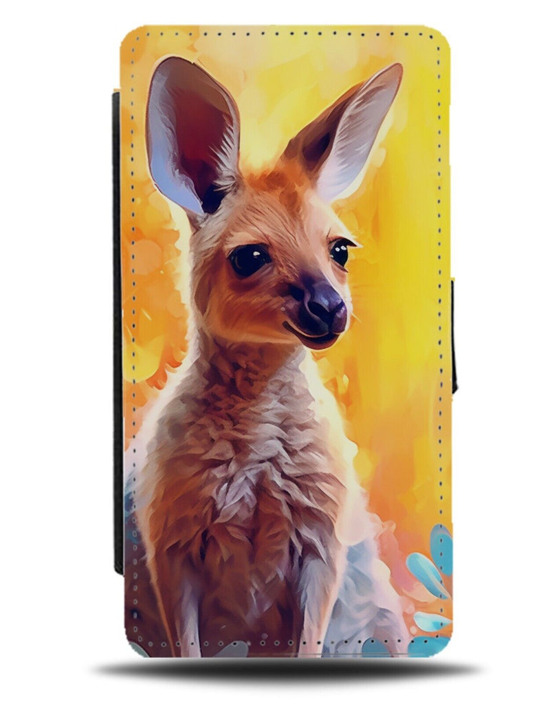 Sunset Kangaroo Flip Wallet Case Kangaroos Baby Joey Tiny Roo Roos Animal DB91