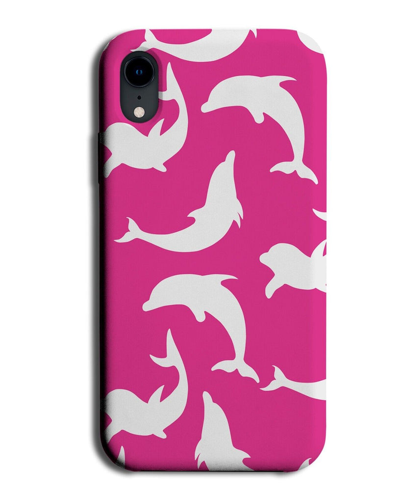 Hot Pink Dolphin Shapes Phone Case Cover Silhouettes White Dolphins Cutouts AL50