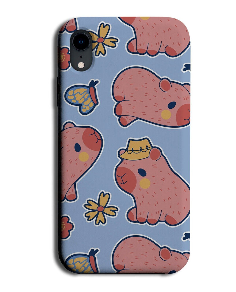 Cartoon Capybara Pattern Phone Case Cover Capybaras Animal Design Pink Q381A