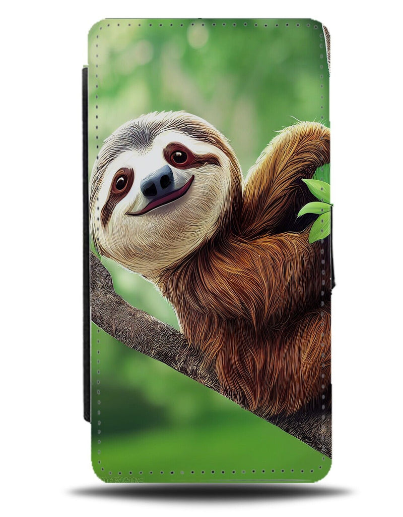 Funny Smiling Sloth Face Flip Wallet Case Smile Grin Grinning Laughing LOL CC48