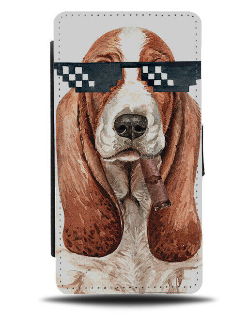 Thug Life Basset Hound Flip Wallet Phone Case Dog Dogs Funny Gangster K494