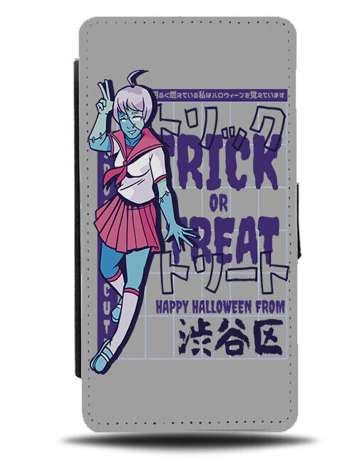 Grey Anime Halloween Girl Flip Wallet Case Japan Cartoon Cartoon Blue Pink N472